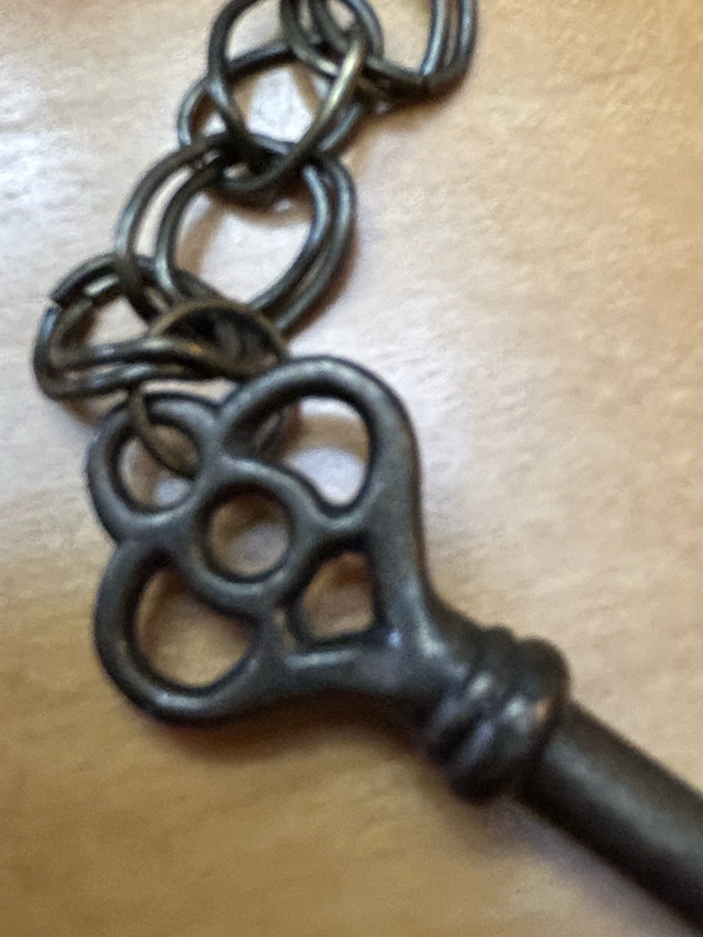 Boho vintage-style skeleton Key Chain Necklace - antique bronze-tone Metal - Picture 9 of 12